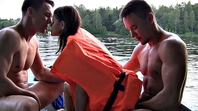 Cute broad enjoys MMF threesome in the boat