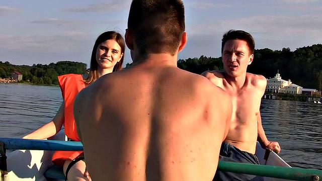 Cute broad enjoys MMF threesome in the boat