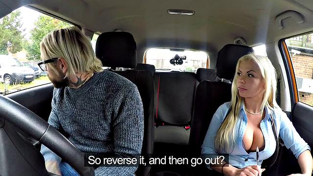 Blonde bombshell with huge tits craves a sticky load in her mouth on test