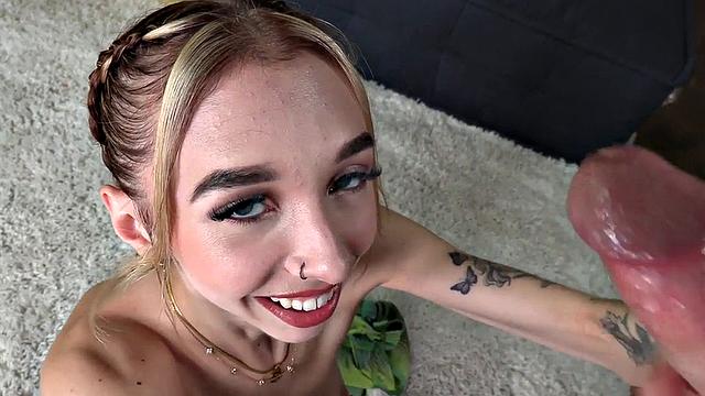 Cute wanking amateur teases with hairy pussy in POV