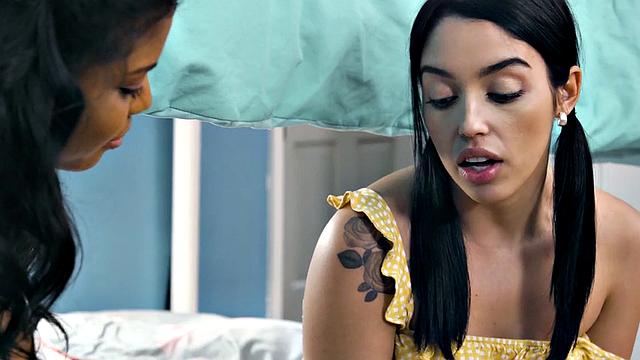 Ebony dyke with big boobs eats GFs pussy in 69 pose