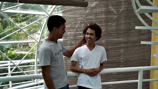 Asian gay fuck buddies Argie and Chi get together for an afternoon of barebacking. Argie carries the cute Asian twink downstairs and proceeds to fuck Chi.