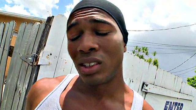 A tattooed ebony babe get her tight asshole drilled by a white dude's hard cock in the great outdoors