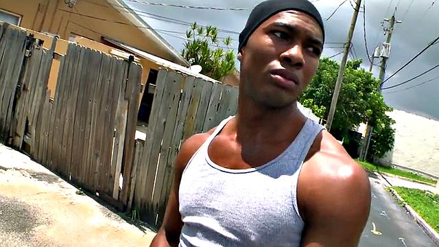 A tattooed ebony babe get her tight asshole drilled by a white dude's hard cock in the great outdoors