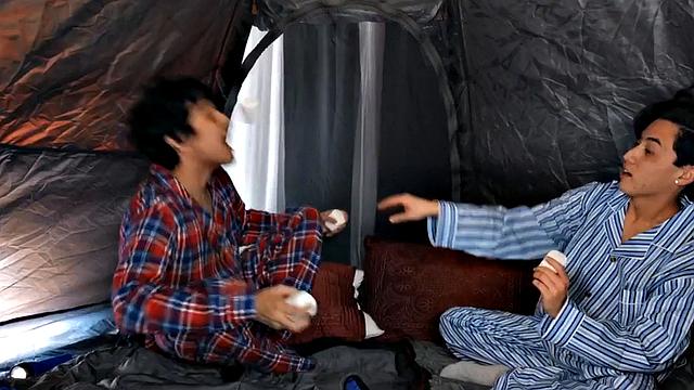 Short guys bang busty MILF in 3some till cum in mouth