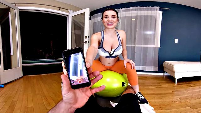 Lana Rhoades gets hot, sweaty and oiled up for you to take naughty selfies of her tits and ss!
