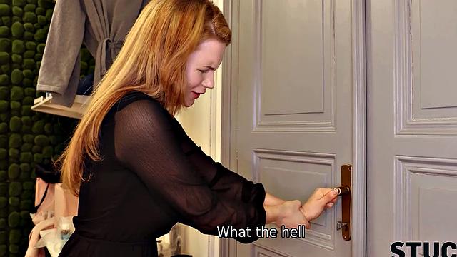 STUCK4K. Czech girl Katarina Rina has pussy drilled while stuck