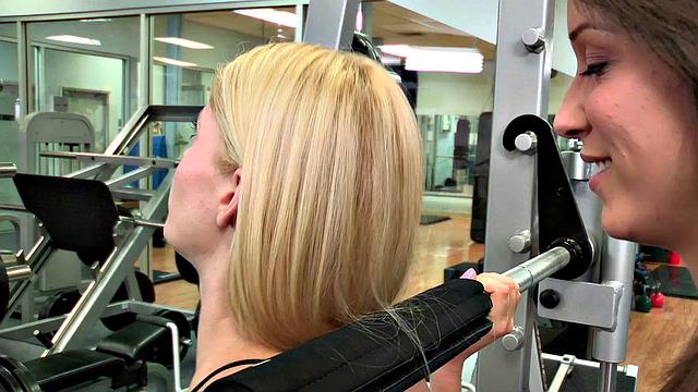 Blonde tattooed babe gets her trimmed pussy fingered & licked in socks