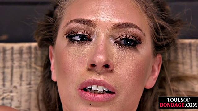 Tied up sub gets pussy drilled with toy