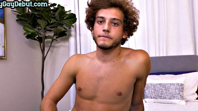 Amateur solo stud jerks his hard cock till cum on casting