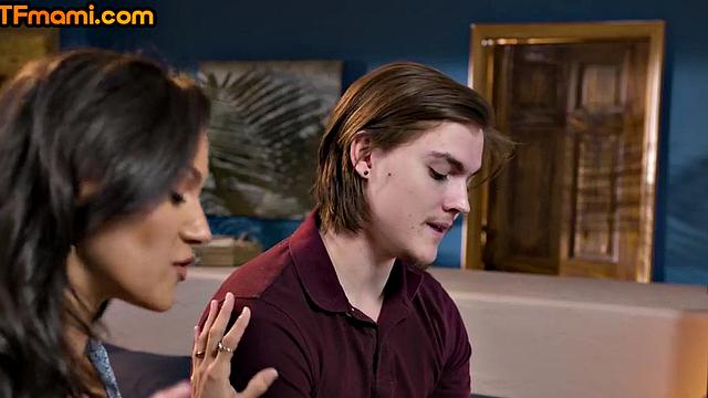 Kinky stepmom sharing cock with stepsons in 3some