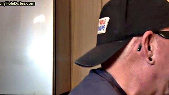 IR gloryhole amateur assfucked after sucking cock