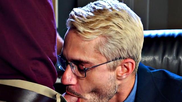 Athletic cocksucker fisting partners in office