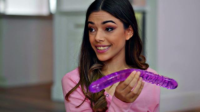 Experience a wild threesome with vibrators, pussy licking, and kissing in this indoor sex-toy show