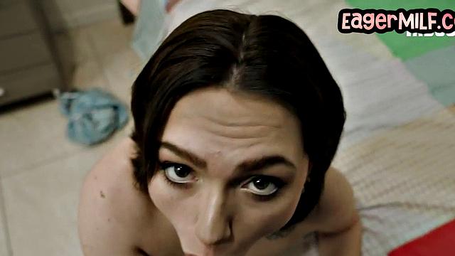 Eager MILF pounded by BF after deepthroat in 3some