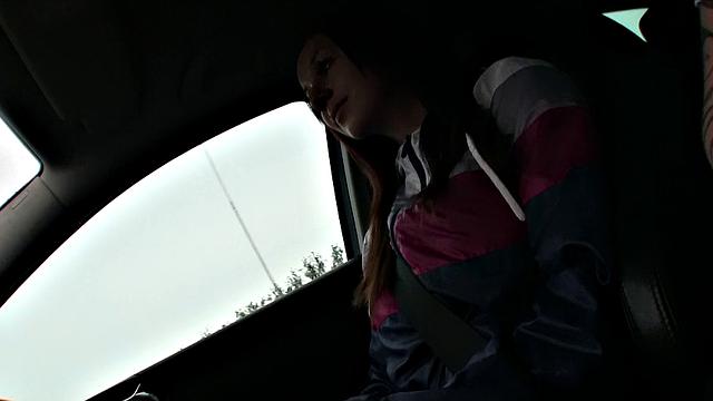 Unbelievable Opportunity turns into a wild car fuck with a bald pussy titjob and handjob in public