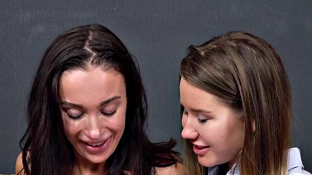 Petite college girl rimmed and analtoyed in hot 3some