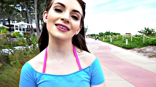 Beauty With Big Bush Has Outdoor Sex