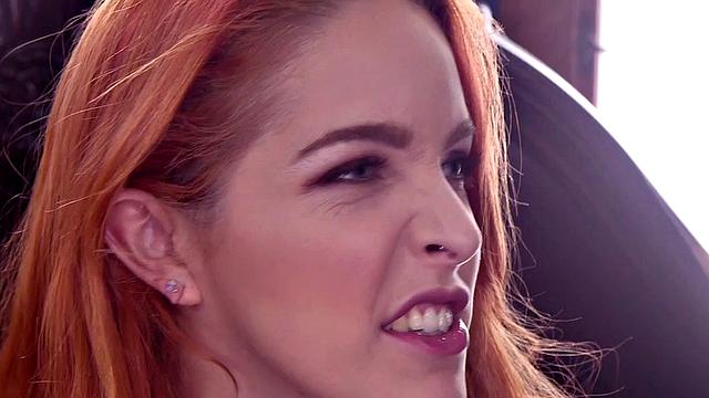 Bound redhead nipple clamped and zapped in threesome