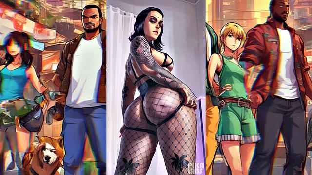 Ai generated big ass hotties from Los Santos - GTA5 10th anniversary