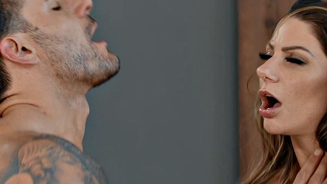 Tattooed bisex MILF in lingerie gets fucked in 3some