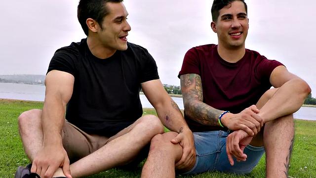 Athletic jock 1st time fucks tattooed stud till cum