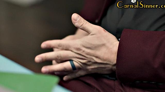 Big-titted nympho MILF deepthroating boss in the office