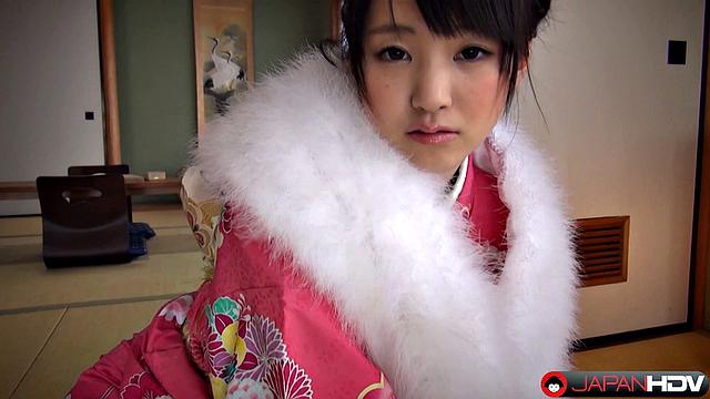 elegant kimono beauty tsuna kimura strips down and rides hard cock