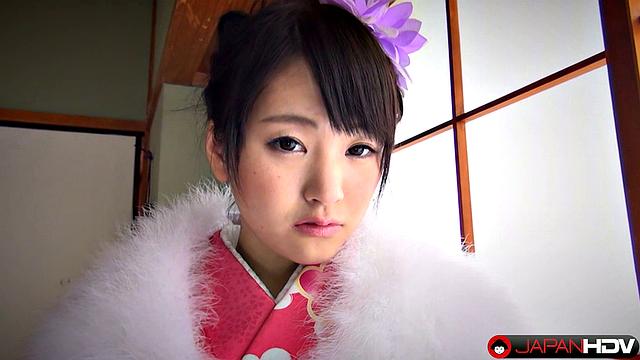 elegant kimono beauty tsuna kimura strips down and rides hard cock
