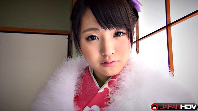 elegant kimono beauty tsuna kimura strips down and rides hard cock