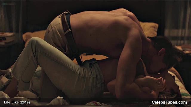 Addison Timlin gets naughty in her bedroom, showing off her bra and kissing the celebrity