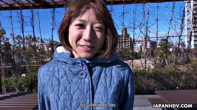 Elina Takigawa in lingerie plays with her lover