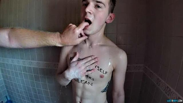 Cock Sucking Slave Boy Gets Loaded Up