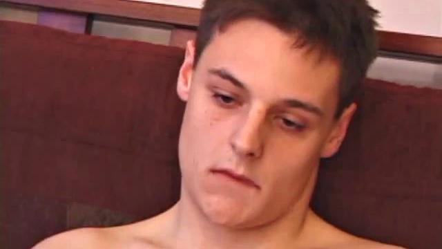 Young stud Gunner Raines needs to release three days of cum, so he puts in a porn video and begins stroking. He plays with his lubed-up cock and soon blasts a warm load onto his tummy. Then Gunner licks up his mess.