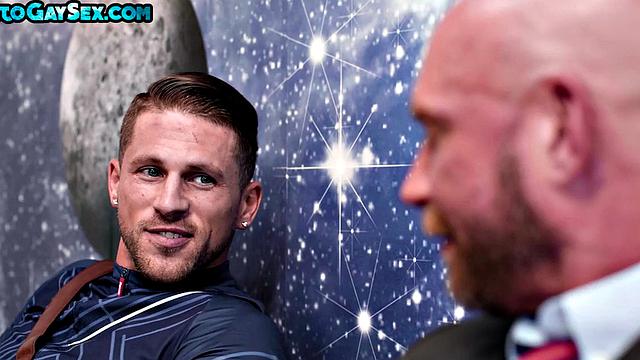 gay daddy rides athletic jock's cock at public place