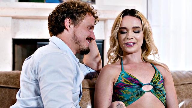 Passionate sex with blonde and BF