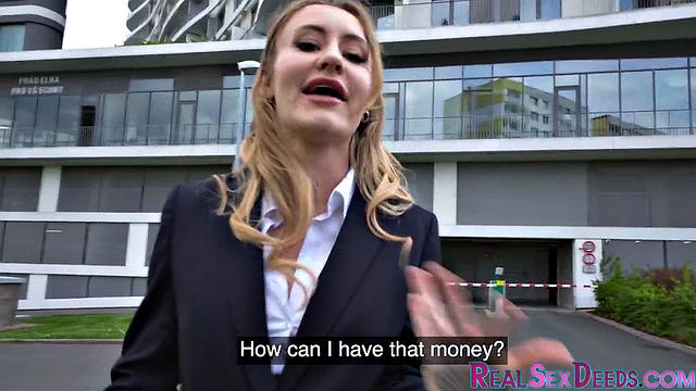 Picked up big-titted MILF sucking cock