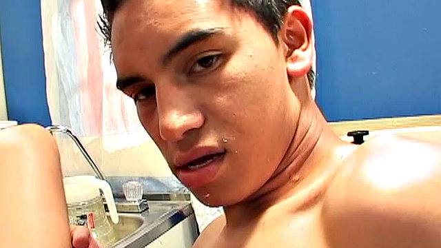 Rather than heading for the bedroom, Latin twinks get it on in the kitchen. Clothes quickly removed for an oral exchange.