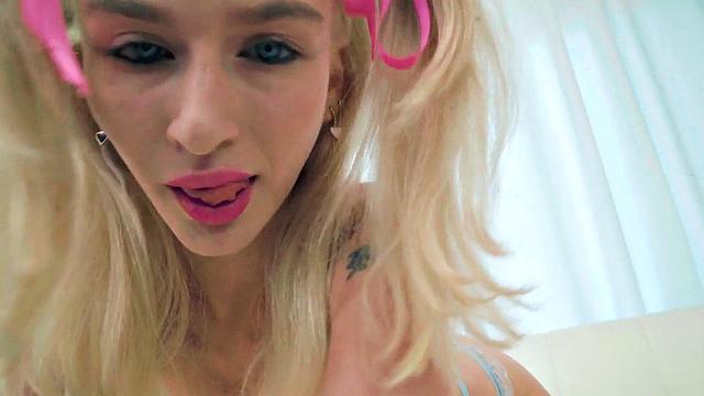 Nympho deepthroating dick in POV