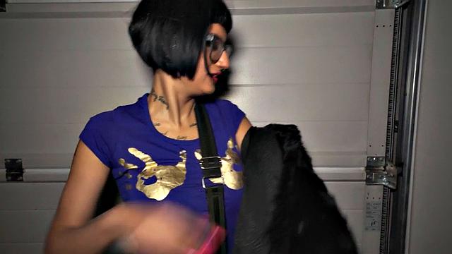 Public busty slut smashed in wet pussy by fucker