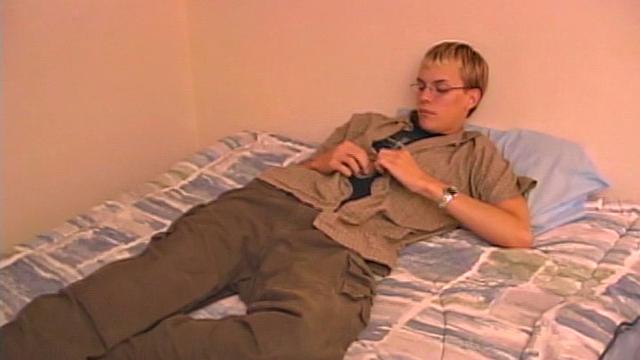 Cute 19 year old Gavin Thomas gets home from a hard day at university, and immediately gets comfortable on his bed to do some homework. But thoughts ofhot guys keep filling his mind, so he strips naked and starts stroking.
