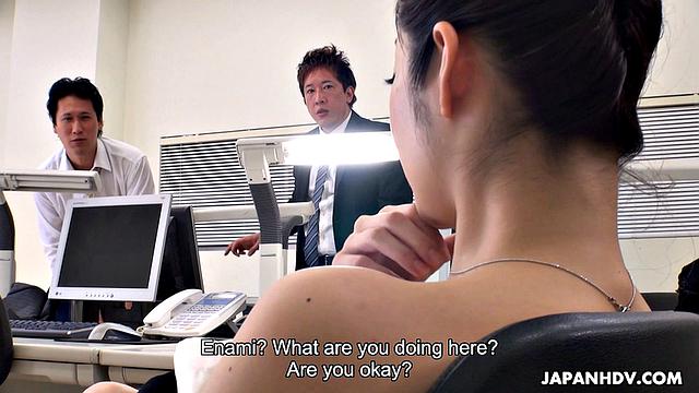 Asian Ryu fucked by two office colleagues