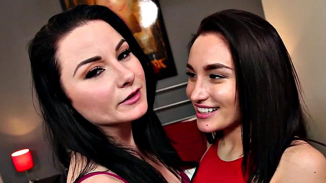 Tugging POV babes jerk cock in 3some and talk