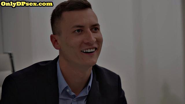 Classy blonde babe gets both holes filled