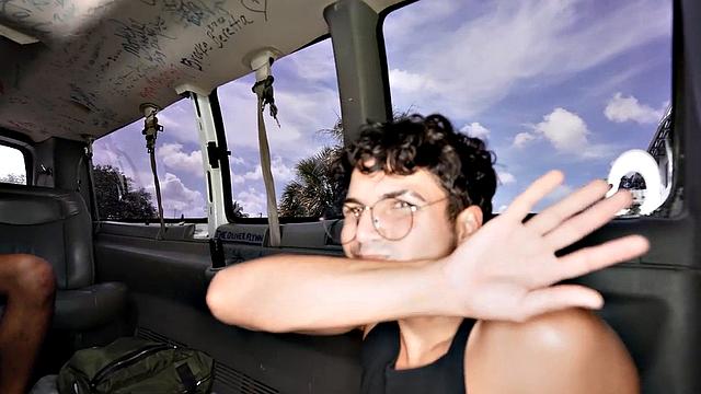 Pulled straight stud fucks in public van outdoor