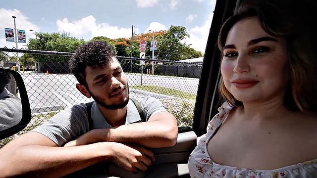 Pulled straight stud fucks in public van outdoor