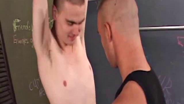 In this kinky scene, Ethan Towley dominates Justin West and secures him with chains before stripping the boy naked. Ethan sucks Justin's big cock then hard fucks his mouth.