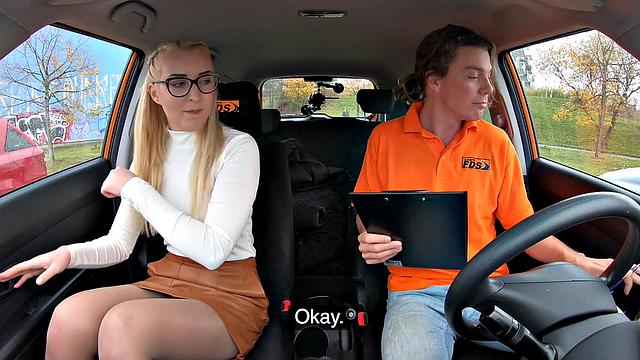 Blonde babe with perfect tits learns how to ride a spoon and glasses in the great outdoors