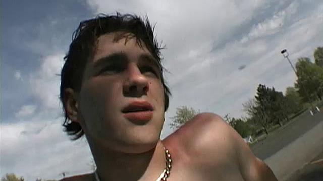 This 18 year old boy lets us watch as he strips naked, takes a shower and then hops pn the bed to jerk off. There, he grabs his big dick and starts stroking.