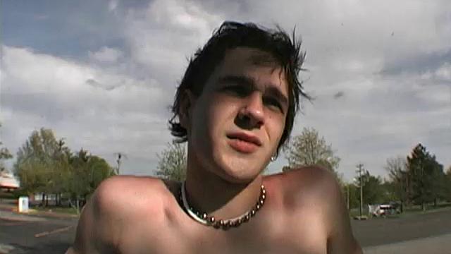 This 18 year old boy lets us watch as he strips naked, takes a shower and then hops pn the bed to jerk off. There, he grabs his big dick and starts stroking.